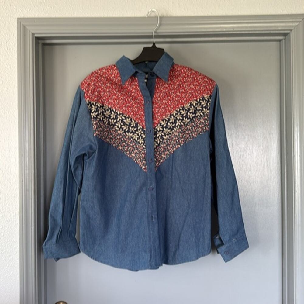 Vtg Diamond L Western Wear Women Rockabilly Button Top USA Floral Cottage 15/167